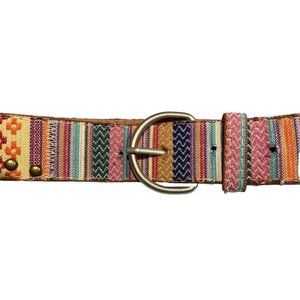 Women Young Adult Size 7 Multicolored Belt Embellished Casual 3.5in W 38.5